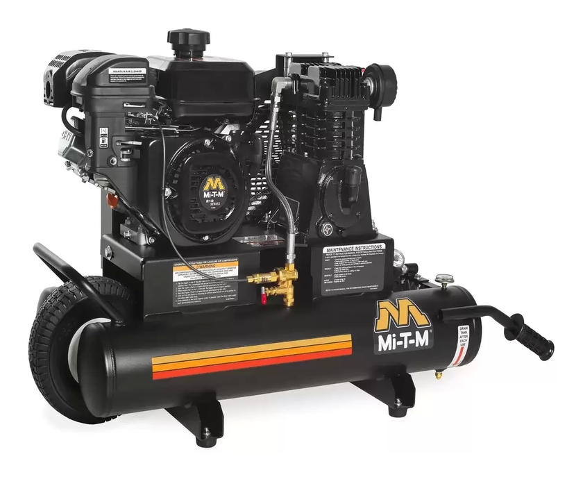 8-Gallon Industrial Single Stage Gasoline Air Compressor (Mi-T-M Engine w/ Electric Start))